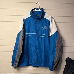Detroit Lions Vintage Y2K SI Track Jacket Zip Up Mens XL Blue White Gray NFL